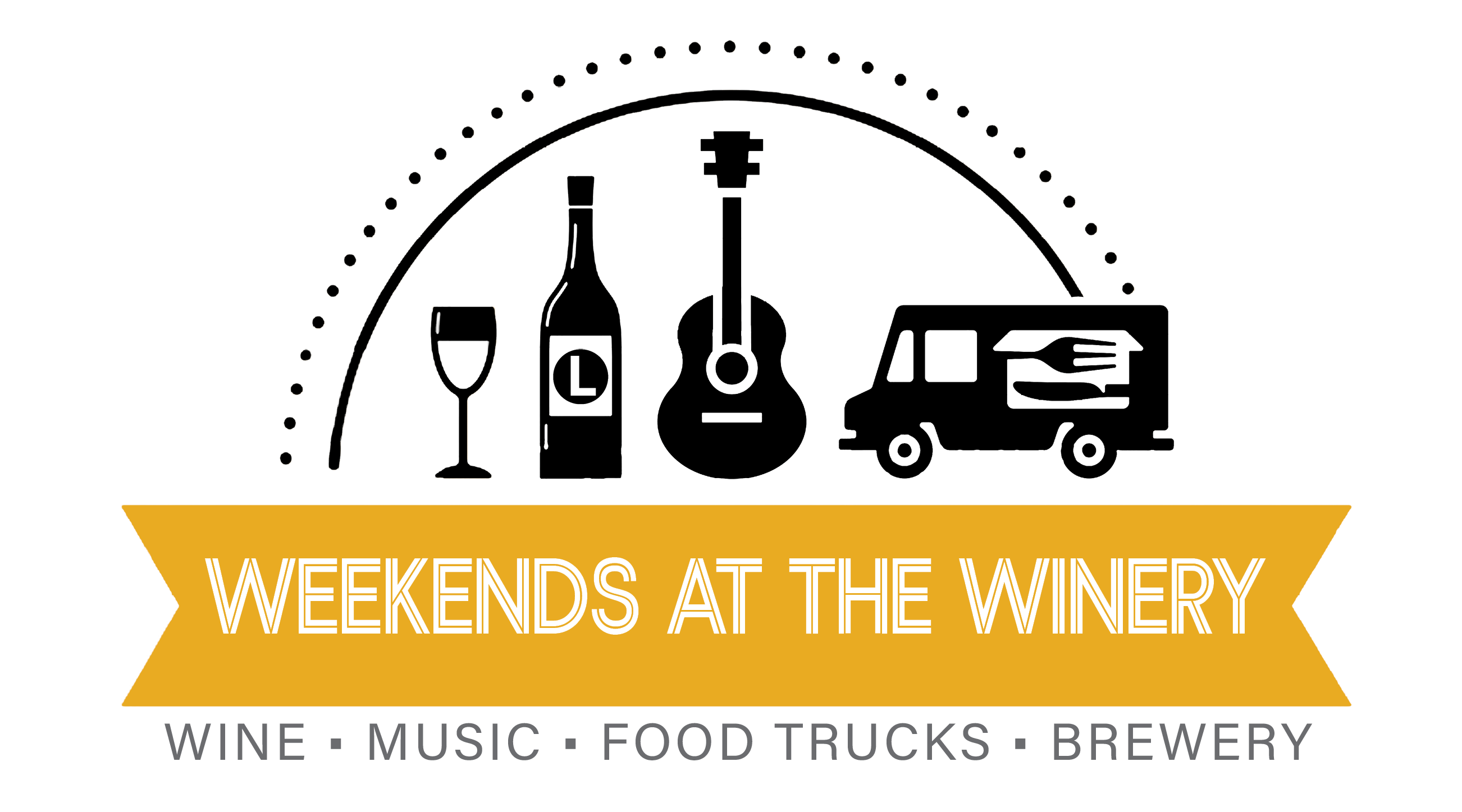 weekends at the winery graphic with gold banner