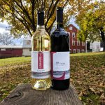 bottles of Albarino and Exposure outside