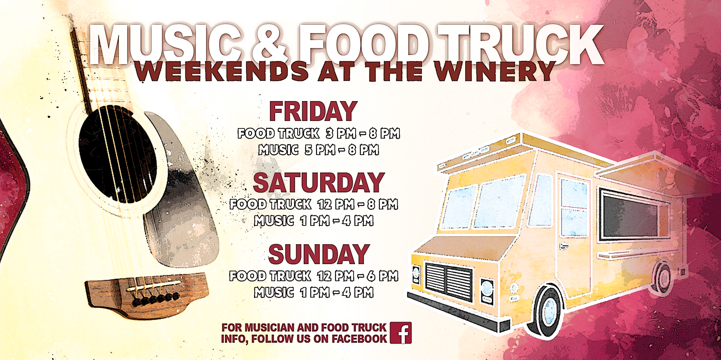 music and food truck weekends at the winery banner