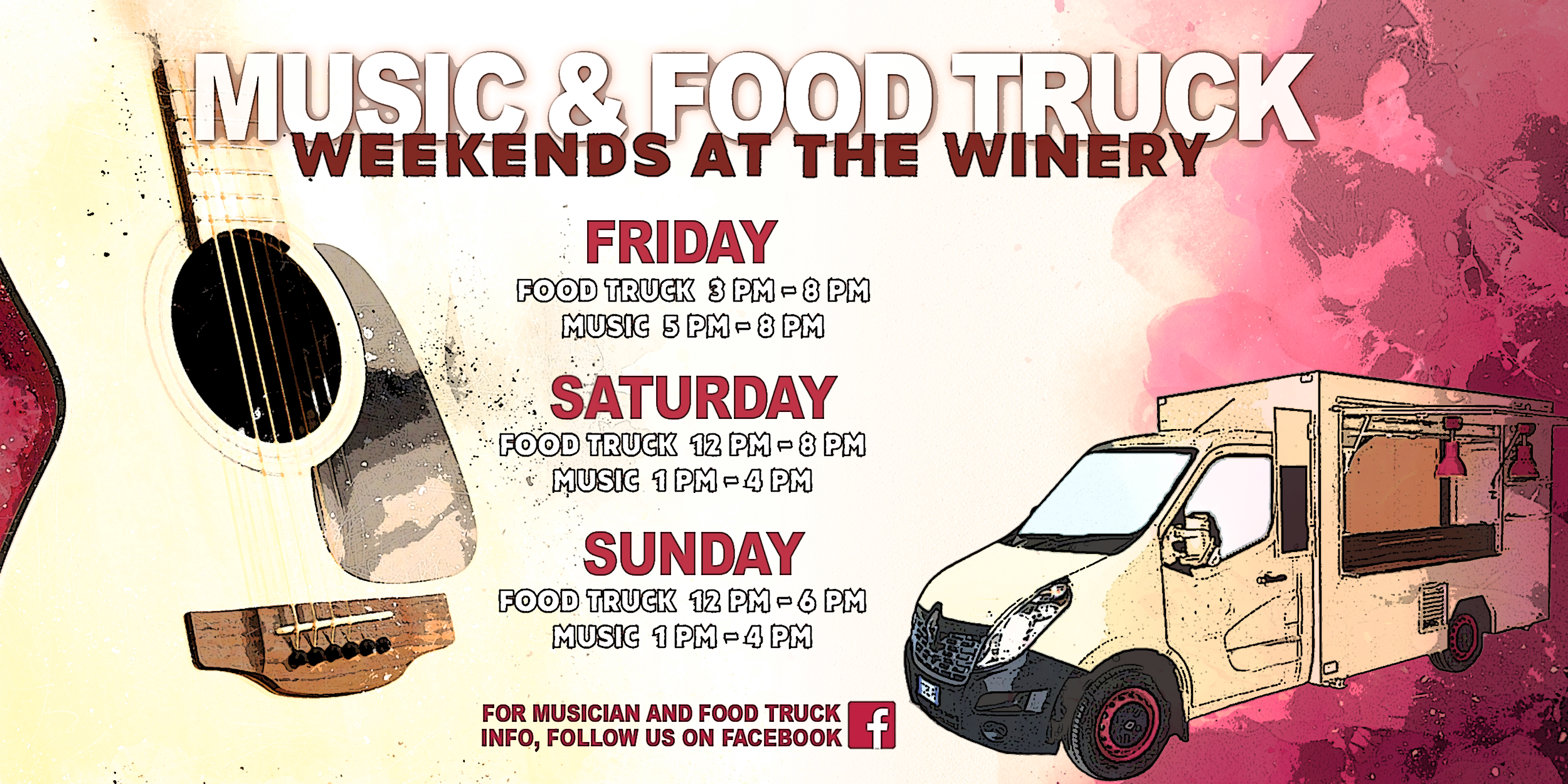 music and food truck weekends at the winery banner