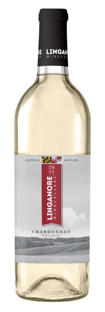 glass of 2021 unoaked chardonnay