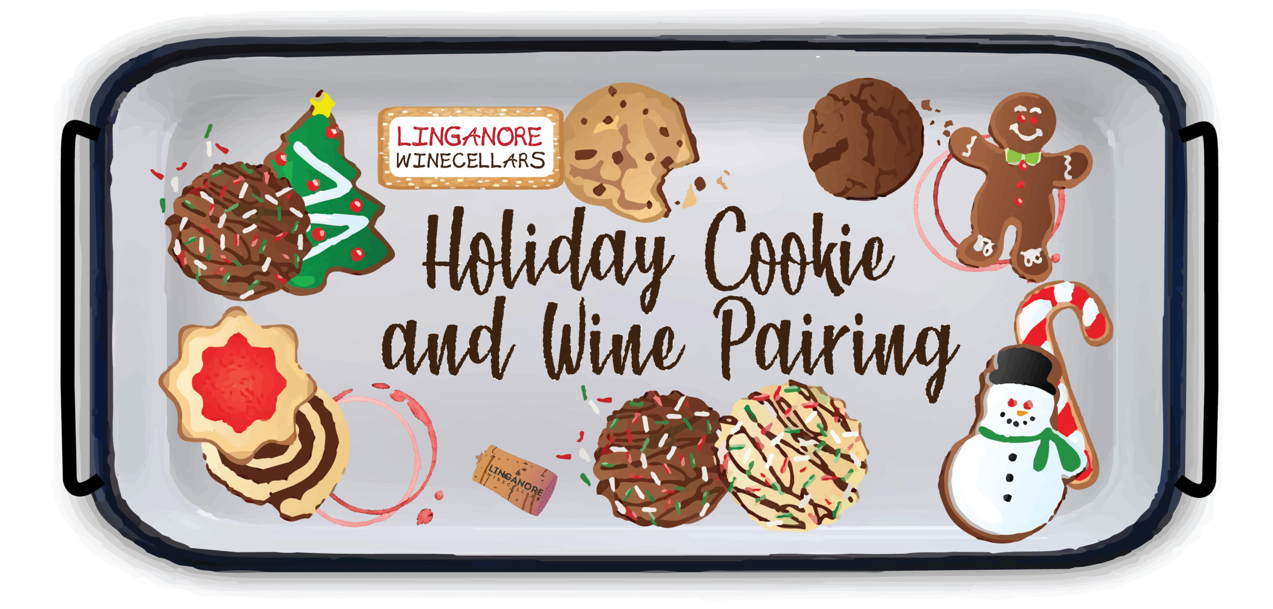 holiday cookie and wine pairing graphic