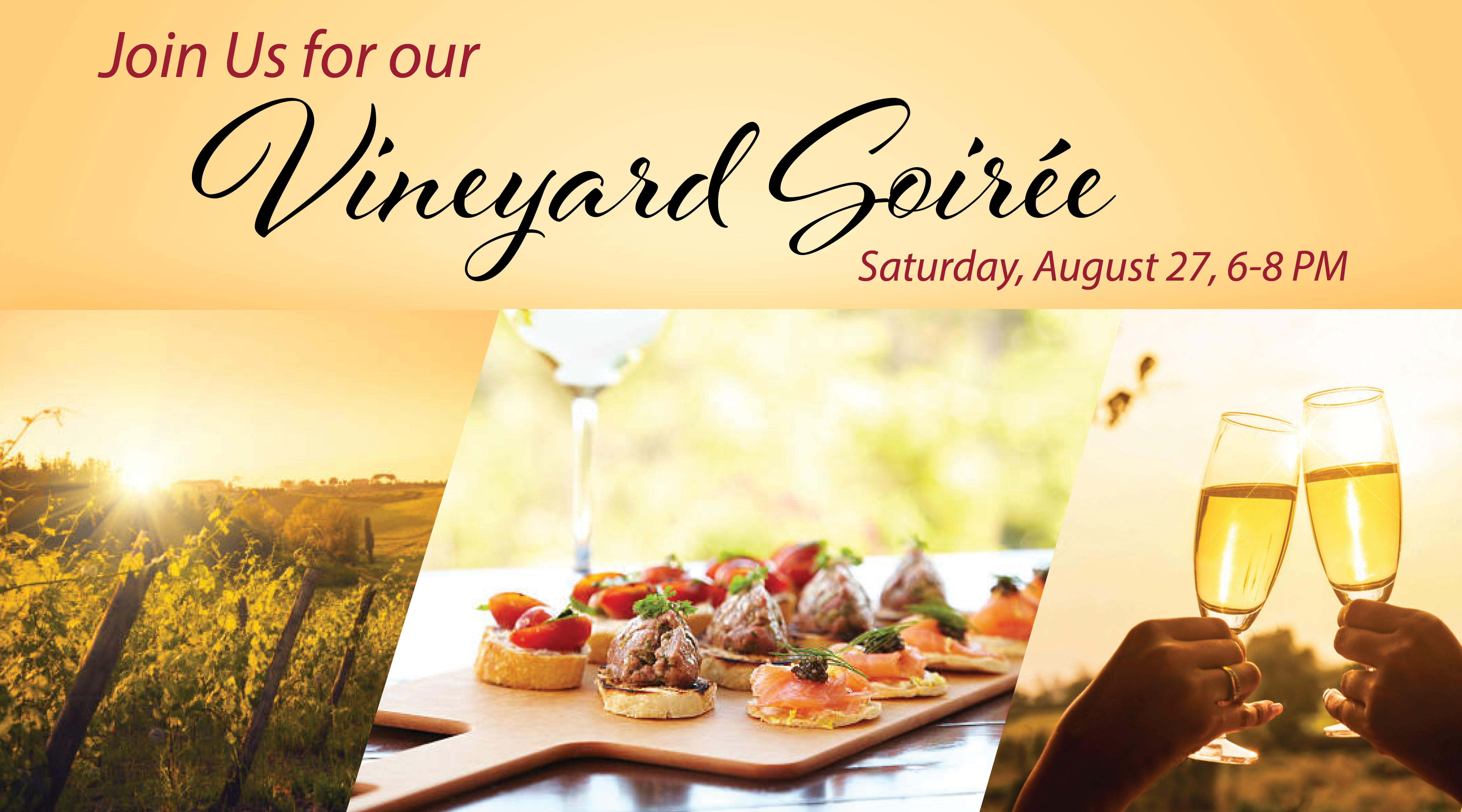 vineyard soirée with appetizers and wine