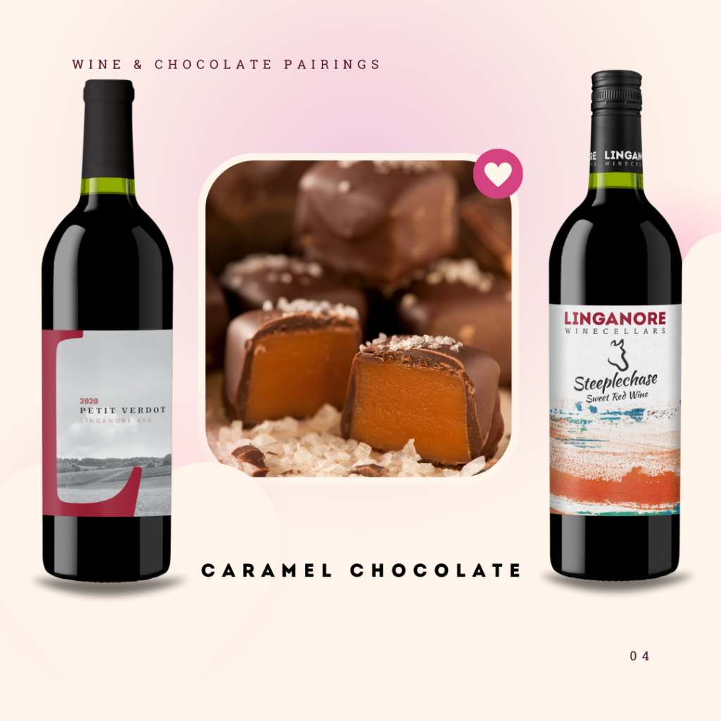 caramel chocolate and wine